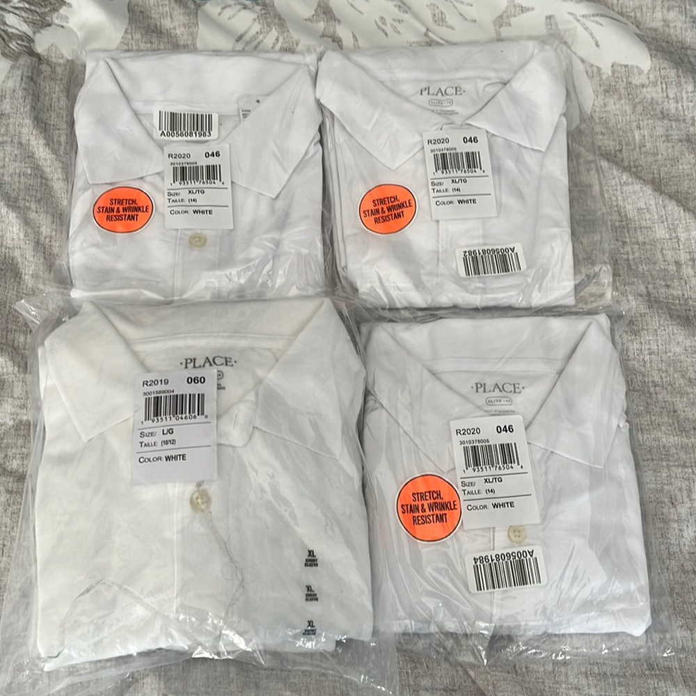 7 White short sleeve polo shirts
